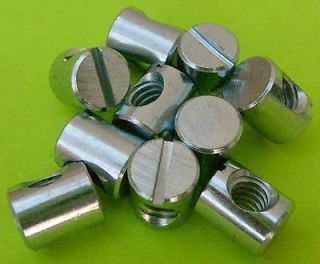 100) Sloted Steel Cross Dowels / Barrel Nuts CNC 1/4 20 10mm x 12mm 