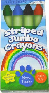 BOX OF 4 STRIPED JUMBO CRAYONS FOR YOUR HANDY DANDY NOTEBOOK