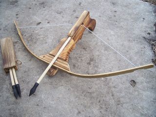 Kids Toy Wooden CrossBow Quiver and Bolts Arrows Hunting Archery