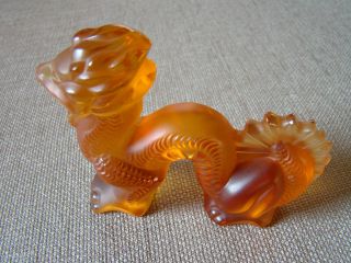 LALIQUE CRYSTAL Amber Glass Dragon Sculpture  without box 
