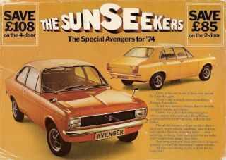Hillman Avenger Sunseeker Limited Edition 1974 UK Market Sales 