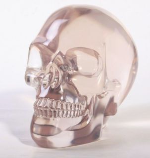 Crystal Translucent Skull Statue Paperweight Skeleton Head Figurine 