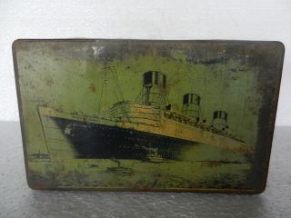   EHS Vintage Queen Mary Ship Litho Print Capstan Cigarette Ad Tin Box