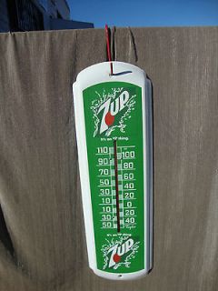 LARGE Vintage 7UP sign thermometer ITS AN UP THING rare working green 