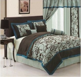   Faux Silk and Flockin Embroidery Comforter Set and / or Curtains Set
