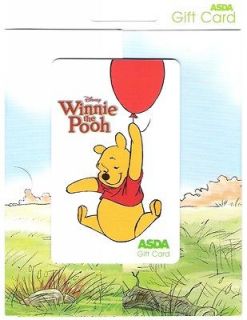 DISNEY WINNIE THE POOH COLLECTIBLE ASDA GIFT CARD 2012 FROM LONDON UK 