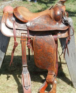 Vintage 1960s Handmade Forrest Shoup 15.5 Roping Saddle
