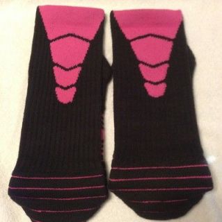 New Nike Elite Preformance Football Socks Black with Pink Stripe Large 