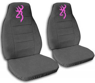 cute CAR SEAT COVERS Ford F 150 VELOUR charcoal gray with pink 