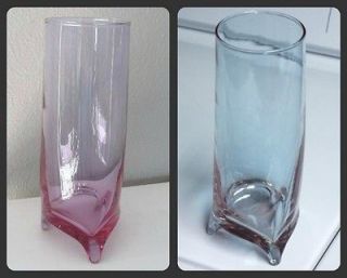   ALEXANDRITE Modern Cylinder Glass VASE, Tri Footed Color Changing Vase