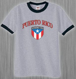 Ringer Tee Shirt * Puerto Rico Rican Flag T shirt