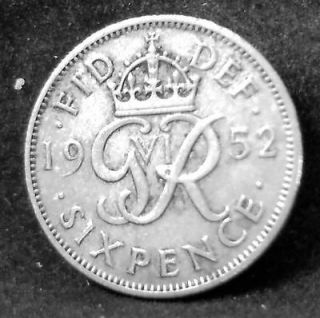 1952 SIXPENCE IN VELVET POUCH   2012    60TH BIRTHDAY GIFT RARE 