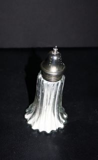 Vintage Vanity Glass Powder Shaker Silverplate Top