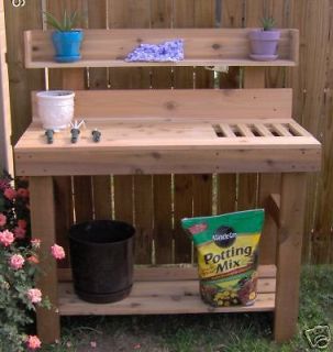 NEW 4 FT CEDAR POTTING BENCH PLANTER GARDENING BENCHES WITH UPPER 