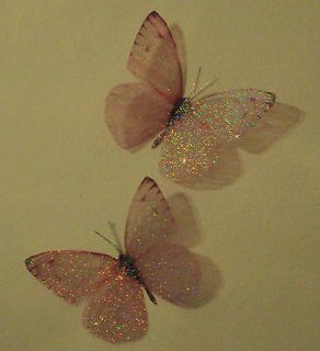   Pink Fairy Dust Christmas Butterflies Wall Table Tree Decorations 3D
