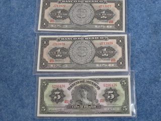 1969 Banco De Mexico currency lot of 3 notes B9276