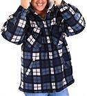 MENS CHECK HOODED, ZIP UP FULLY FLEECED LINED LUMBER JACKET 