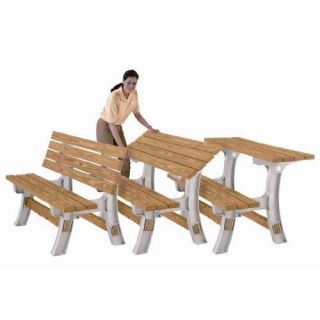   90110 Flip Top BenchTable Sand Outdoor Garden Patio Yard Furniture