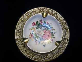 Gorgeous Capodimonte Italian Porcelain Victorian Floral Ashtray