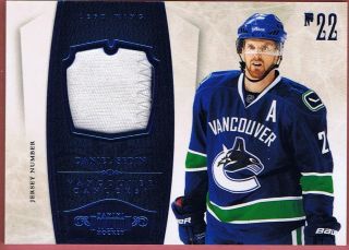2010 11 DOMINION DANIEL SEDIN GAME WORN 2 CLS #96 JERSEY NUMBER PATCH 