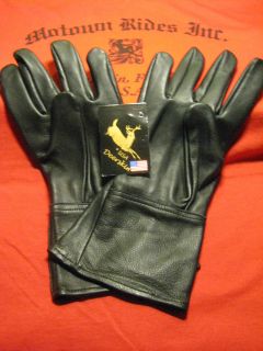   GLOVES U.S.A.DEERSKIN.NEW BLACK.HARLEY,METRIC BIKERS UNLINED.LEATHER