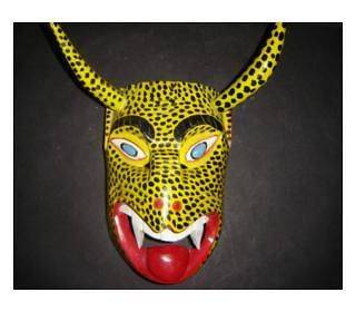 859 LEOPARD DEVIL MEXICAN WOODEN MASK ESPECTACULAR MASCARA DAY OF THE 
