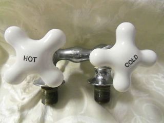 VTG Porcelain Bathroom Kitchen Faucet Crosscut HOT COLD Handle Fixture 