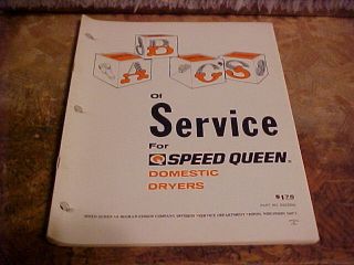 SPEED QUEEN 1973 SERVICE MANUAL DE & DG SERIES DRYERS