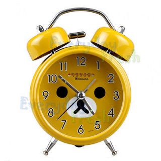   Rilakkuma Relax Bear Twin Bell Alarm Desktop Children Clock w Light #C