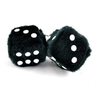 BLACK FUZZY DICE CAR TRUCK TO HANGER YOUR MIRROR