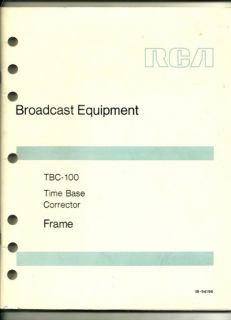 RCA Broadcast Equipment TBC 100 Time Base Corrector Frame Manual