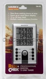Maverick 3 Line Digital Timer & Clock w/Memory NEW