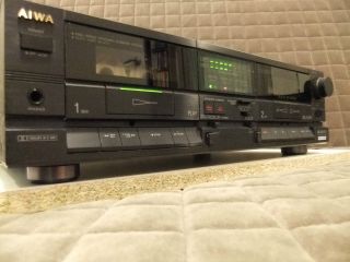 AIWA AD WX707 TWIN CASSETTE TAPE DECK INDEPENDENT SOFT CONTROLS MADE 