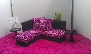 Furniture for Barbie or Monster High Dolls  Sectional Sofa   Pink 
