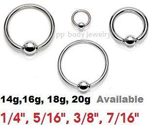 PAIR 14g,16g ,18g, 20g~1/4,5/16​,3/8,7/16,1/​2 Captive Rings 