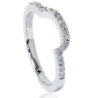 4CT Curved Notched Diamond Wedding Ring 14K White Gold
