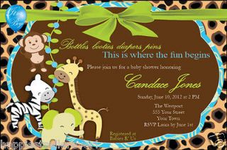 20 Invitations Leopard Jungle Monkey animal BABY SHOWER BIRTHDAY 