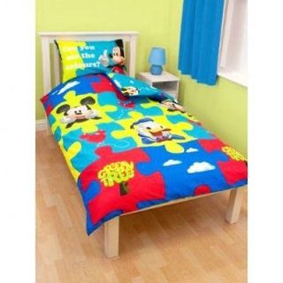 Disney Mickey Mouse Puzzled Single Twin Bedding Duvet Quilt Doona 