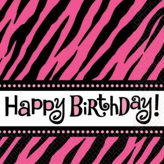 16 Ct Another Fabulous Year Birthday Luncheon Napkins Hot Pink Zebra 
