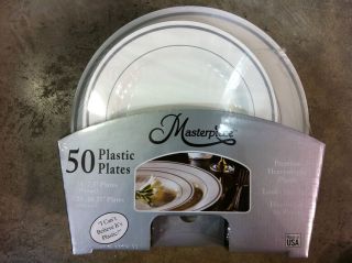 Masterpiece 50 Plastic Plates Premium Heavyweigh Dinnerware Set NEW 