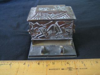 Antique Cigarette Dispenser Silver Copper Colored Box Twist Handle One 