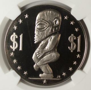 Cook Is.1 Dollars 1972 NGC PF 68 Ultra Cameo Polynesian God Tangaroa