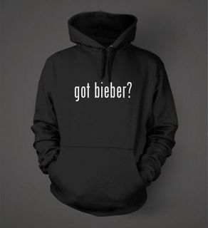 got bieber? Funny Hoodie Sweatshirt Hoody Black White Justin Bieber 
