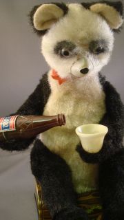 Vintage Alps Panda Picnic Bear Drinking Soda W/ Partial Box Battery 