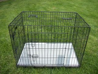 Everila Folding Large 2 Door Dog Crate Cage Kennel 3 Sizes Metal Pan 