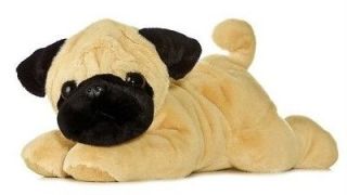 12 Aurora Plush Puppy Dog Pug Pug ger Tan Flopsie Stuffed Animal 
