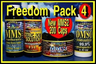 Freedom Pack 4, MMS, Citric Acid, DMSO, MMS2   best Miracle Mineral 