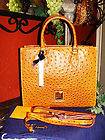 Dooney and Bourke NWT Ostrich Janine Satchel/Handbag**TASTEFUL & TAN 