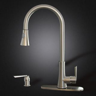 New Kitchen Sink Faucet Brushed Nickel Pull Out Spray w/ Soap 