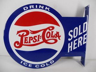 Pepsi Cola Double Sided Flange Sign Garage Bar Pub Store Game Room 